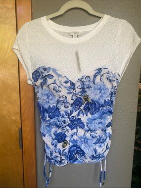 Maeve Ruched Corset Short-Sleeve Top Size Small